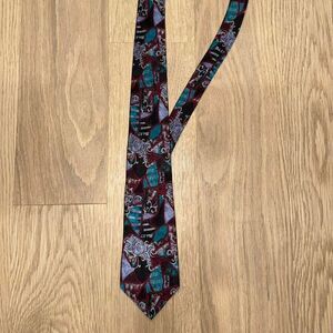 Vintage Hardy Amies London UK Britain Paisley Print Multicolor Silk Tie
